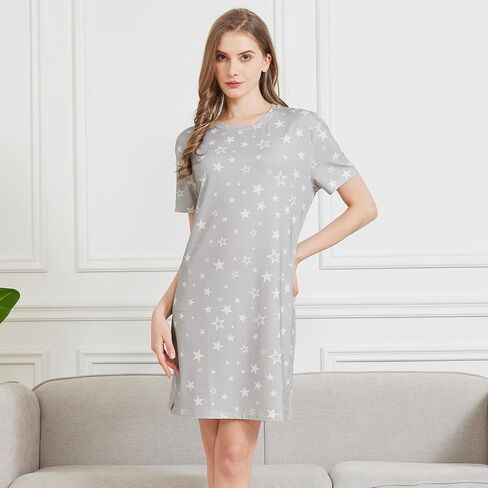 netdraw Women's Ultra Soft Bamboo Viscose Nightgowns Cooling T-Shirt Dress Pajamas Cotton Lightweight Sleepwear in Kuwait