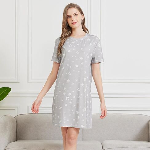 netdraw Women's Ultra Soft Bamboo Viscose Nightgowns Cooling T-Shirt Dress Pajamas Cotton Lightweight Sleepwear in Kuwait