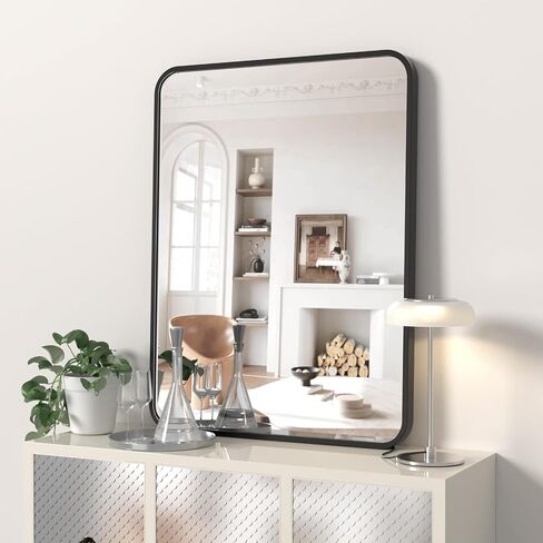 24 "× 30" مرآة الحمام الأسود لأكثر من الزرق ، خزانة ، مرآة جدار مستطيل ، مرآة معدنية مثبتة على الحائط مرآة مستطيلة للحمام في مربع الحمام غرفة نوم غرفة نوم غرفة نوم in Saudi Arabia