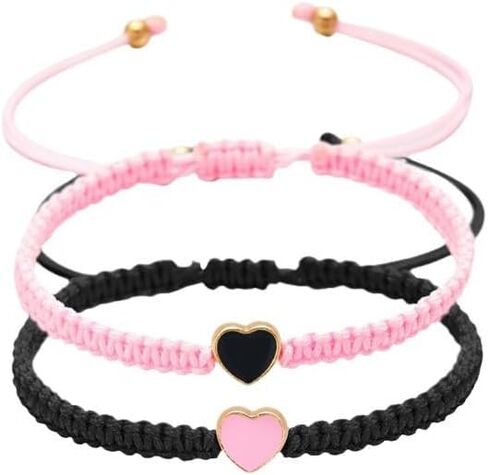 Colorful Heart Beaded Matching Bracelets Adjustable Set of 2 Couples and Friendships Bracelets for BFF Friendship Relationship Jewelry Gifts in Saudi Arabia