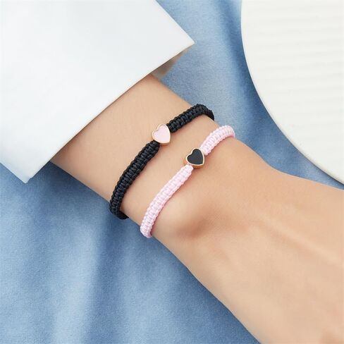 Colorful Heart Beaded Matching Bracelets Adjustable Set of 2 Couples and Friendships Bracelets for BFF Friendship Relationship Jewelry Gifts in Saudi Arabia