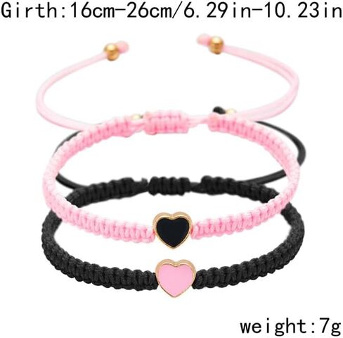 Colorful Heart Beaded Matching Bracelets Adjustable Set of 2 Couples and Friendships Bracelets for BFF Friendship Relationship Jewelry Gifts in Saudi Arabia