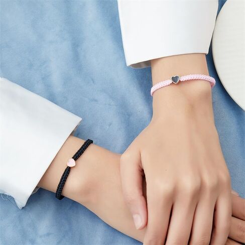 Colorful Heart Beaded Matching Bracelets Adjustable Set of 2 Couples and Friendships Bracelets for BFF Friendship Relationship Jewelry Gifts in Saudi Arabia