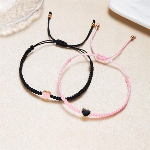 Colorful Heart Beaded Matching Bracelets Adjustable Set of 2 Couples and Friendships Bracelets for BFF Friendship Relationship Jewelry Gifts in Saudi Arabia
