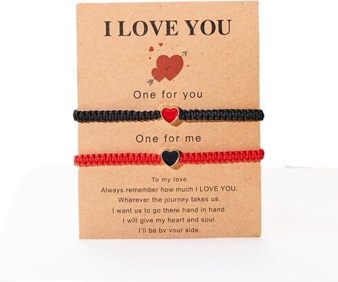 Colorful Heart Beaded Matching Bracelets Adjustable Set of 2 Couples and Friendships Bracelets for BFF Friendship Relationship Jewelry Gifts in Saudi Arabia