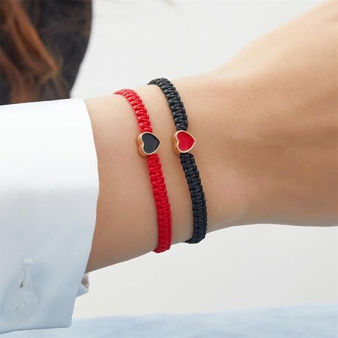Colorful Heart Beaded Matching Bracelets Adjustable Set of 2 Couples and Friendships Bracelets for BFF Friendship Relationship Jewelry Gifts in Saudi Arabia