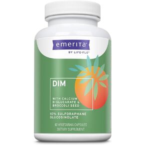 Emerita by Life-flo DIM Supplement, Balancing Support for Women with 100mg DIM Plus Calcium D-Glucarate and Broccoli Seed Extract, 60-Day Guarantee, Not Tested on Animals, 30 Servings, 60 VegCaps