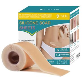 Silicone Scar Sheets (1.6"x120" Roll-3M),Silicone Scar Tape Roll,Scar Silicone Strips,Ultra-thin Scar Removal Treatment for Surgical Scars, C Section, Tummy Tuck, Keloid Bump Removal