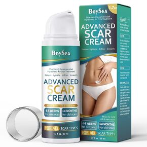 Scar Cream -1.76 oz(50 ml) Advanced Scar Treatment for Keloid, C-Section, Surgery, Burn, Acne, Advanced Scar Gel for Old and New Scars Fading Treatment, White