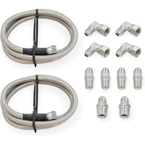 Transmission Cooling Kit Lines- Stainless Steel Braided Lines for Chevy Ford Mopar GM GMC Buick Cadillac Cars and Trucks Replace TH350/ 700R4/ TH400