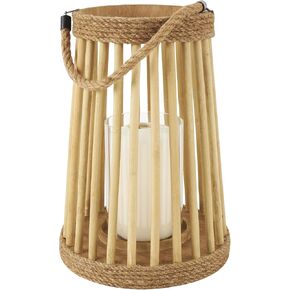 Deco 79 Bamboo Wood يدويًا مصنوعًا من الشمعة الخارجية المصنوعة من الشمعة المفتوحة المفتوحة ذات الإطارات ذات الإطارات المصنوعة
