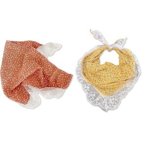 2 PCS مثلث رأس kerchief gingham لون الأزهار الصلبة مع الدانتيل الرعوي على النمط الرعوي in Kuwait