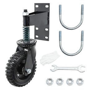 VIKKSAER 6‘’ Fence Gate Wheels Gate Wheel, Heavy Duty Gate Caster Spring Cushioned Caster Wheel with Suspension, for Metal Tube Gate for Swing Gate Support