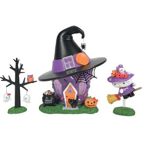 Department 56 Sanrio Village Hello Kitty's Halloween Witch Tower Lit Building and Figurine Set, 7.09 Inch, Multicolor
