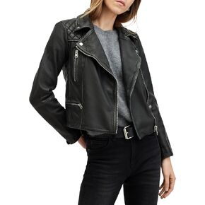 Women's Cargo Leather Biker Jacket