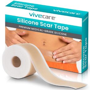 ViveCare Silicone Scar Sheet Tape for Surgical Scars - Medical Grade Silicone Scar Patches for After Surgery - Silicone Bandage Gel Healing Tape Strips - for Scars, C Section (Beige)