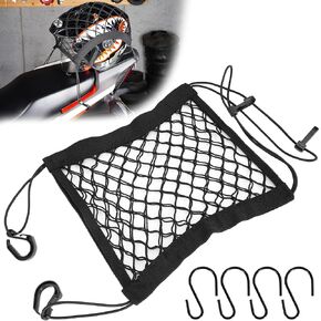 JIAYAN 10''x11'' Latex Elastic Bike Cargo Net with 4 Metal Hook, Double-Layer Storage Net Bag for Bicycle Electric Bikes Scooters Car
