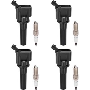 Bdfhyk 4 Ignition Coil Pack UF497 و 4 Iridium Spark Plug 5019 متوافق مع Chevy 2007-2012 Colorado 2.9L L4 ؛ متوافق مع GMC 2007-2012 Canyon 2.9L L4 ملف لـ 12629472 C1558