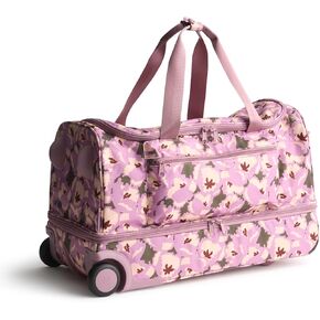 Vera Bradley Ripstop Adair Rolling Duffel Bag, Curly Tulips Purple