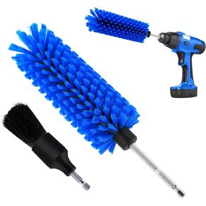 Drill Brush for Wheel and Bottle, High Density Nylon Bristles, Car Wheel Extension Brush Set for Wheels, Rims, Exhaust, Engines, Bottle