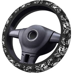 Flower Sugar Skull Steering Wheel Cover Women 15 inch Anti-Slip Sweat Absorption Steering Wheel Covers Cute Car Accessories Decor Car SUV Sedan Vans Truck Protector in Kuwait
