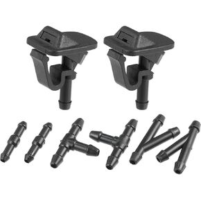 ACROPIX Windshield Wiper Washer Nozzle Spray Jet Fit for Jeep Wrangler 2002-2012 with Adapter No.55156728AB/55156728AA - Pack of 8 Black