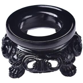 Black Wooden Crystal Ball Display Stand, Hollow Base, Pedestal, 16 Ounces Load Capacity