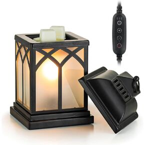 Wax Melt Warmer with Timer: Scentsy Electric Lantern Candle Warmer for Scented Wax Black Tart Burner with Lid for Fireplace Kitchen Decor