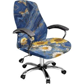 Office Chair Covers Black Cat Floral Desk Chair Covers Stretchable Slipcover for Computer Chair High Back Chair Slipcover Office Chair Protection