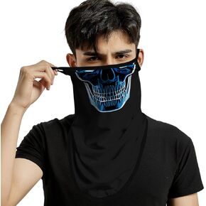 وشاح أنبوب للجنسين للبالغين متعددة الوظيفية Bandana Neck Gaiter مع حلقات الأذن للحفلات الرياضية للدراجات النارية الهالوين والأنشطة في الهواء الطلق كرنفال - Skull (الماسحة الضوئية)