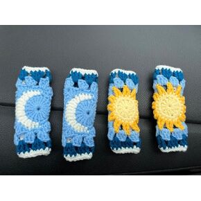 Car Interior Accessories,Protective Handle Covers and Seat Belt Covers, 4PCS (Sun Moon)