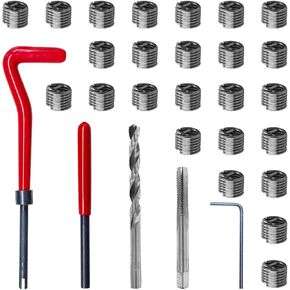 30PCS M6 x 1.0mm Thread Repair Insert Kit, Stainless Steel Helicoil Inserts Set, Compatible Hand Tool Set, M6 Thread Metric Helicoil Repair Kit Assortment for Car Repairing