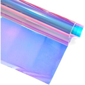 Chameleon Color Window Film Self-Adhesive Rainbow Effect Iridescent Clear Film for Residential Home Office Decoration,35.4Inch x 6.5Feet, colorful