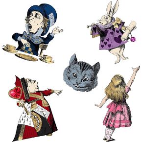Alice in Wonderland Decor Tea Party Decorations Cardboard Cardouts 5pcs double -side side (Fivewithcat)
