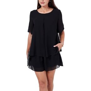 Women's Summer 2 Piece Outfits Sets Chiffon Double Layers Shirts Blouse and Shorts Beach Dress Casual Suits