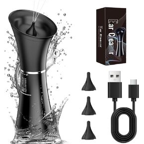 Ear Wax Removal Kit,Ear Cleaner, Electric Ear Cleaning Kit, 2in1 Water Tank, 4 Pressure Settings - Ear Irrigation Flushing System Safe and Effective,Ear Syringe Kit Tools for Ear Clean,Black