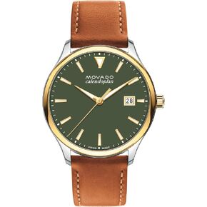 سلسلة Movado Heritage Series Calendoplan Men's Watch - حركة الكوارتز السويسرية ، حزام جلدي - 3 ATM Resistance - ساعة كلاسيكية وفاخرة للأزياء بالنسبة له - 40 مم - 40 ملم in Kuwait