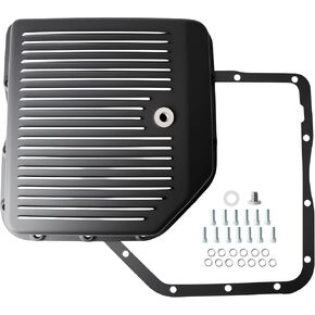 Transmission Oil Pan with Gasket and Bolts with Drain Plug Kit Fit for GM TH250 TH250C TH350 TH350C, Pan Depth 2-1/4'' OE #SP8491BK