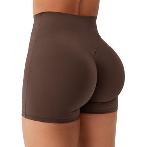 VOYJOY Women Workout Shorts 4.5" Hidden Scrunch No Front Seam High Waist Tummy Control Gym Booty Shorts