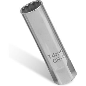 1 PC Automotive Spark Plug Socket Wrench, 14mm Thin Wall 3/8" Drive 12 Point Spark Plug Socket with 360 Degree Universal Rotation Joint, Vehicle Detach Accessories, for Cars (Silver)
