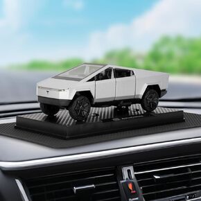 Car Interior Ornaments with Non-Slip Fixed Pads, 1/32 Scale Die-Cast Alloy Car Dashboard Decoration with Sound and Light Function for Men and Women Silver