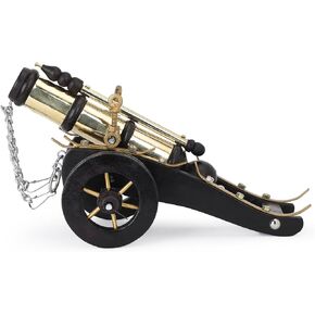 Small Decorative Cannon with Chain - 30cm Overall Length, 25cm Cannon Base, 20cm Height, Metal Design, 750 g Weight for Home Decor, Desk Accessories, Vintage Collectibles, Gifts (15cm Chain)