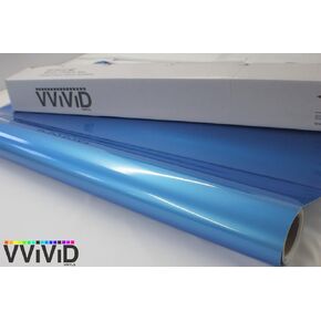 VVIVIDY METALLIC Blue Semi Gloss الواقعية واقعية تشبه الطلاء فينيل التفاف لفة XPO تحرير الهواء (1ft × 5ft)