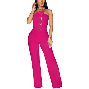 Sunlips elegant,sexy,high waisted,Women fashionable,wide leg pants,club business party button jumpsuit in Saudi Arabia
