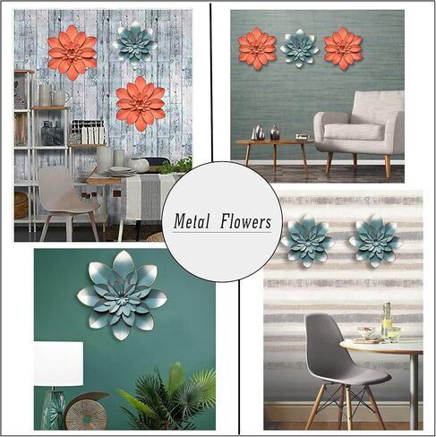 زهرة المعادن ديكور فن الجدار الفني ، 10 "ريفي حديث للزهور العتيقة ، جدار حديدي متسكع معلق ديكور المنزل لهجة الفنية لمكتب غرفة نوم المطبخ الداخلي في الهواء الطلق حديقة الفناء in Kuwait