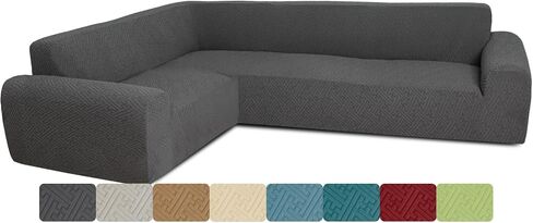 Sectional Couch Covers L Shape Sofa Cover 1 Piece Stretch Corner Couch Covers Non Slip Washable Sofa Slipcovers Soft Fleece Furniture Protector for Dogs Pet（X-Large, Dark Gray） in Kuwait