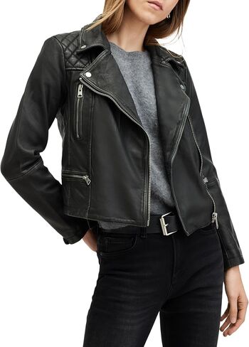 Women's Cargo Leather Biker Jacket in Saudi Arabia