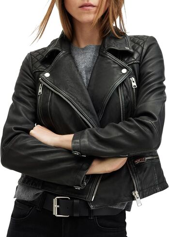 Women's Cargo Leather Biker Jacket in Saudi Arabia