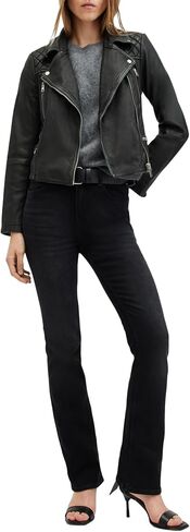 Women's Cargo Leather Biker Jacket in Saudi Arabia