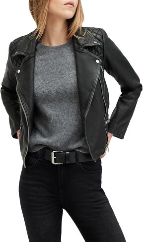 Women's Cargo Leather Biker Jacket in Saudi Arabia